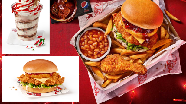 KFC agora está vendendo uma caixa de jantar de Natal com batatas fritas festivas e hambúrguer recheado