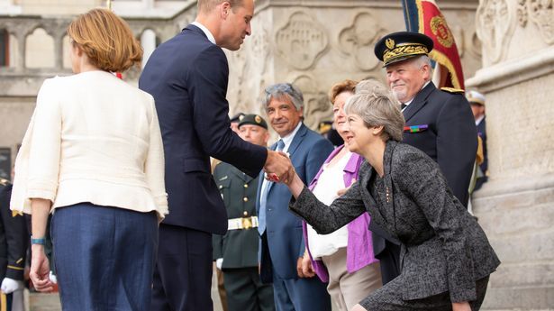 A reverência estranha de Theresa May está de volta quando ela conhece o Príncipe William - mas ela não é a única Tory que 'esqueceu como as pernas funcionam