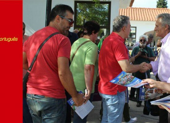 Jerónimo de Sousa, Secretário-Geral do PCP, Francisco Lopes, cabeça de lista da CDU contactaram com os trabalhadores da Visteon, em Palmela, e tiveram um encontro com micro, pequenos e médios empresários no Barreiro