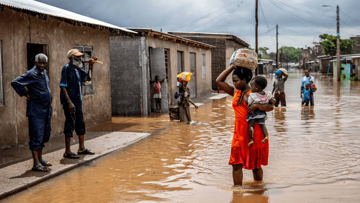 
    Nos bairros inundados de Maputo, pede-se ajuda entre casas e ruas tomadas pela água          