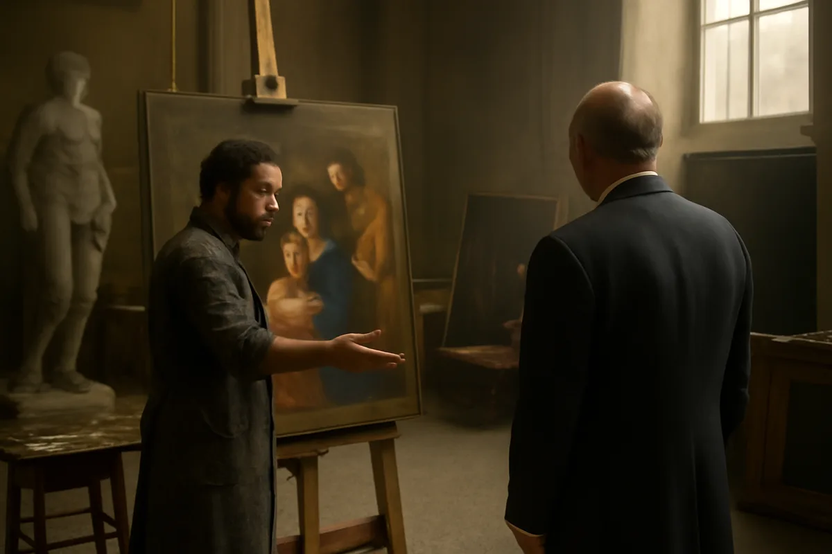 Do ateli&ecirc; ao mercado: como o com&eacute;rcio de arte se formou &mdash; Historicamente, a produ&ccedil;&atilde;o art&iacute;stica foi financiada por encomendas de poderosos &mdash; monarcas, nobres e fam&iacute;lias abastadas que patrocinavam obras para espa&ccedil;os privados. Com o tempo, por&eacute;m, surgiu um circuito