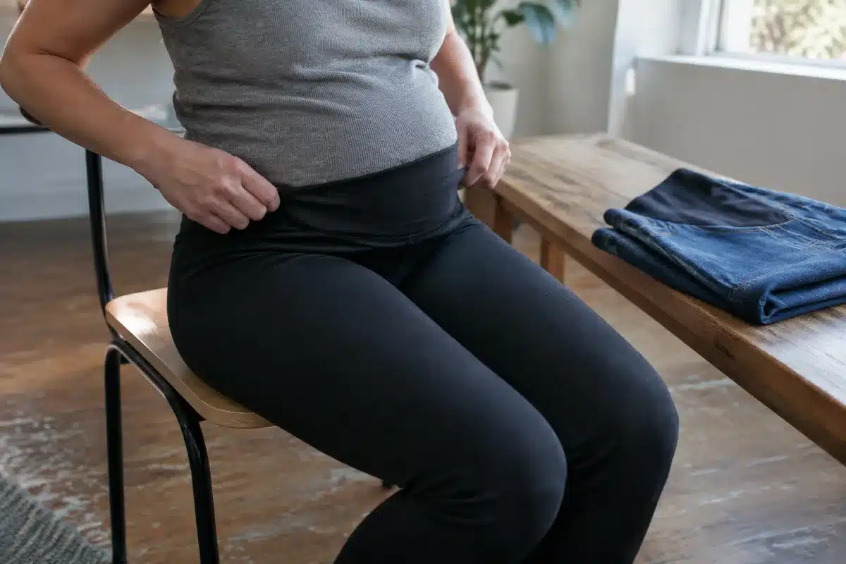 Quais calças de maternidade dão suporte confortável à barriga e servem também no pós-parto?