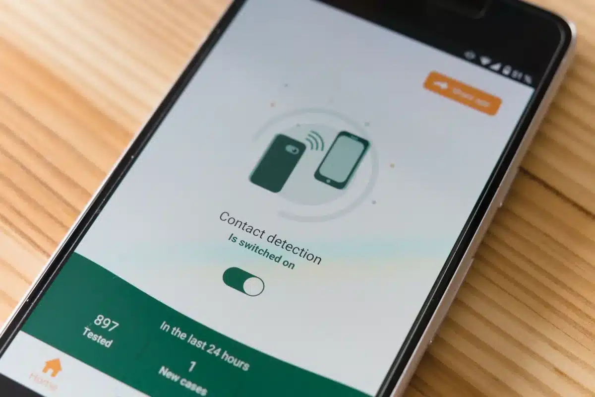 empty smartphone on a table with a notification bubble, no branding